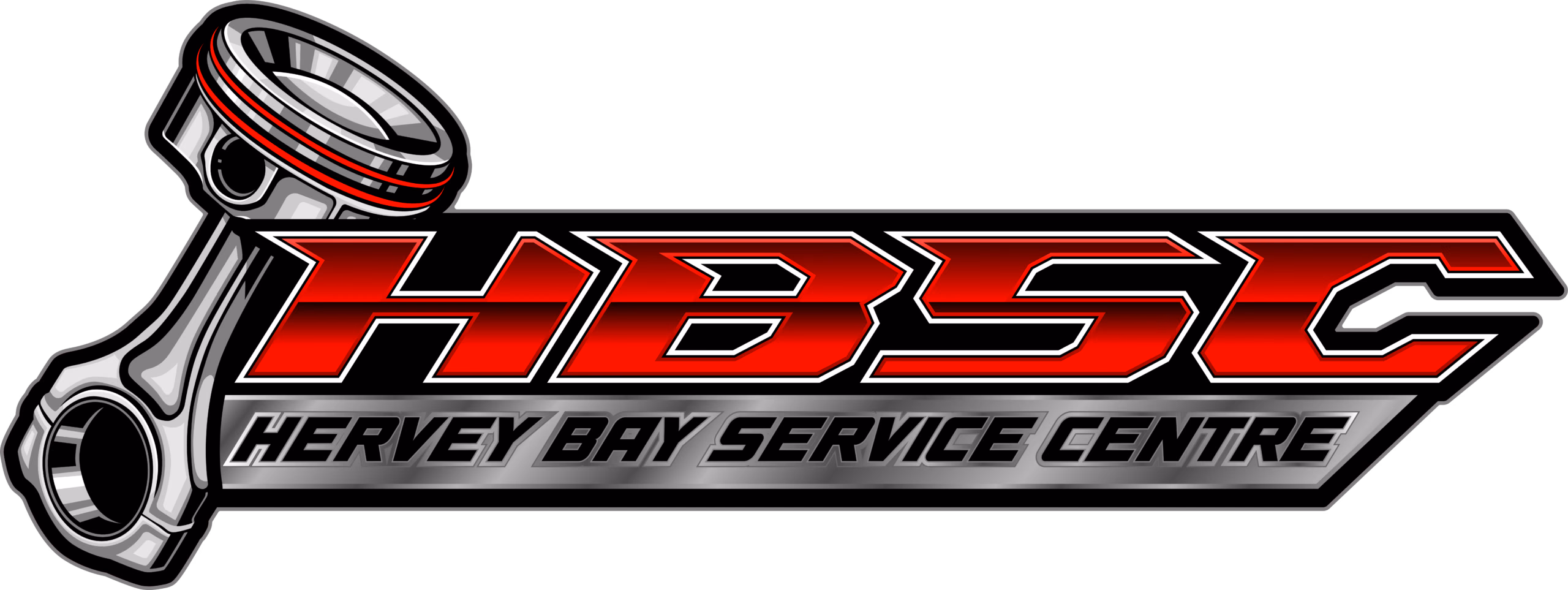 Hervey Bay Service Centre logo with red HBSC letters and a piston graphic.
